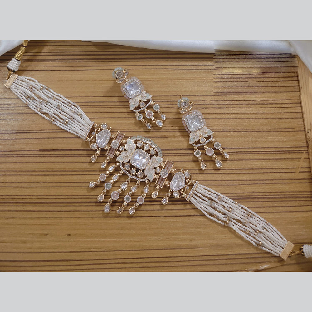 Akruti Collection Gold Plated Polki Kundan Stone Necklace Set