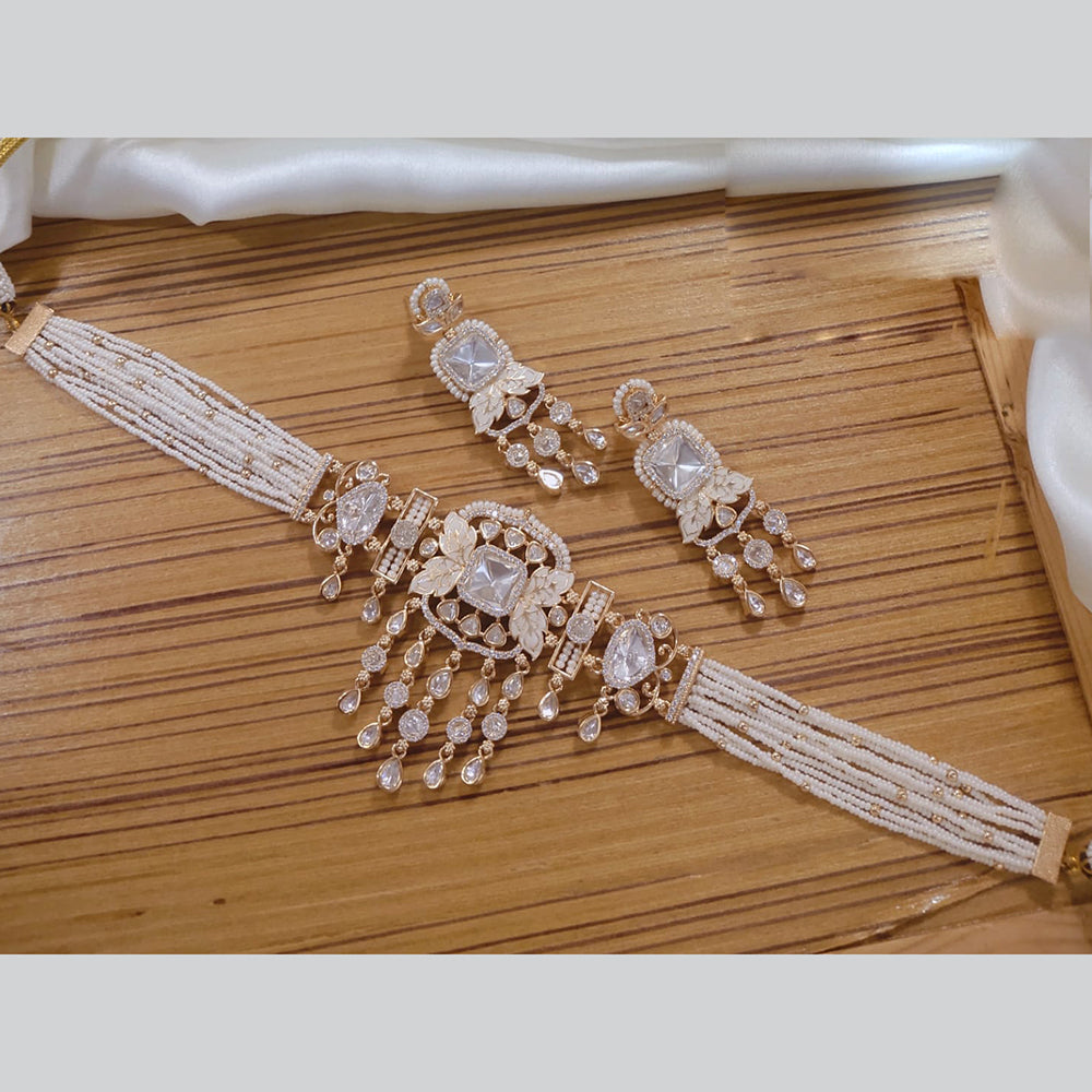 Akruti Collection Gold Plated Polki Kundan Stone Necklace Set