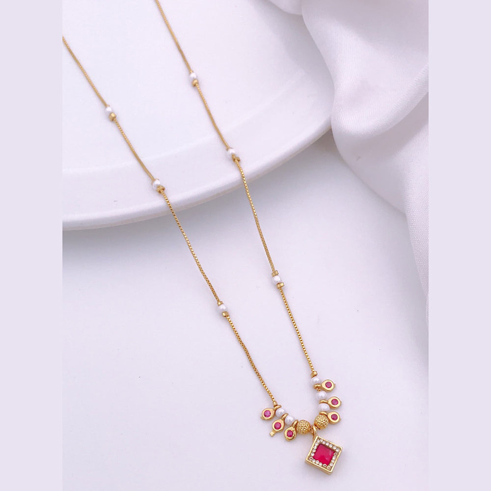Akruti Collection Gold Plated Pota Stone Necklace