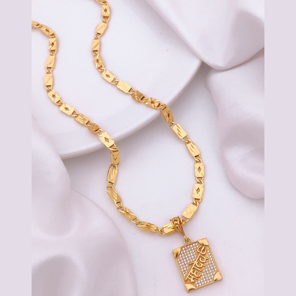 Akruti Collection Gold Plated Austrian Stone Men's Chain Pendant