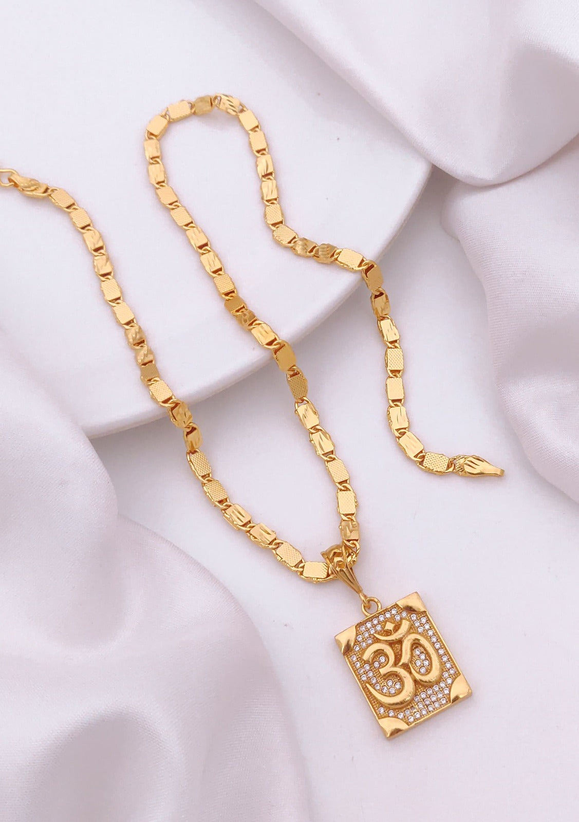 Akruti Collection Gold Plated Austrian Stone Men's Chain Pendant