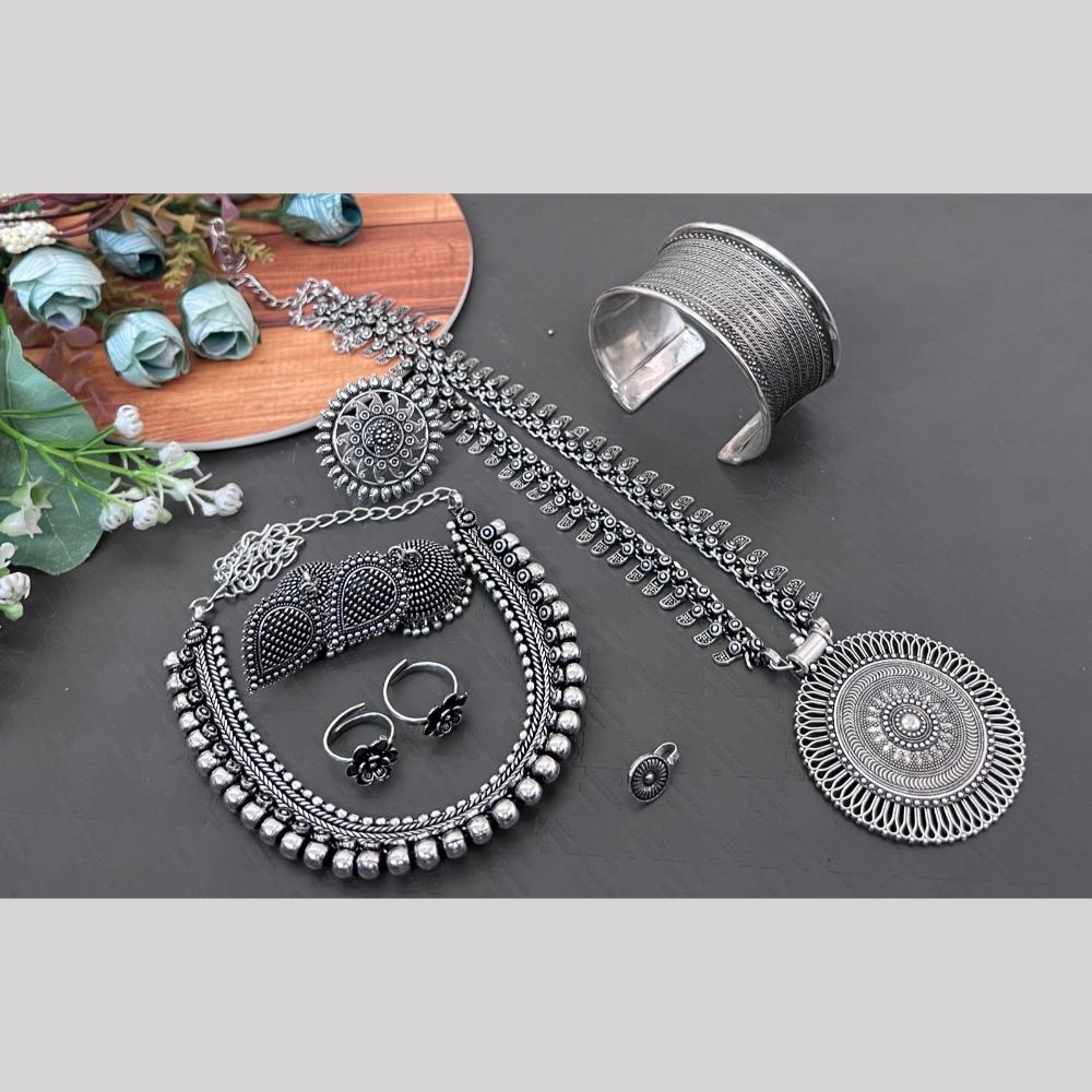 Akruti Collection Oxidised Plated Combo Set