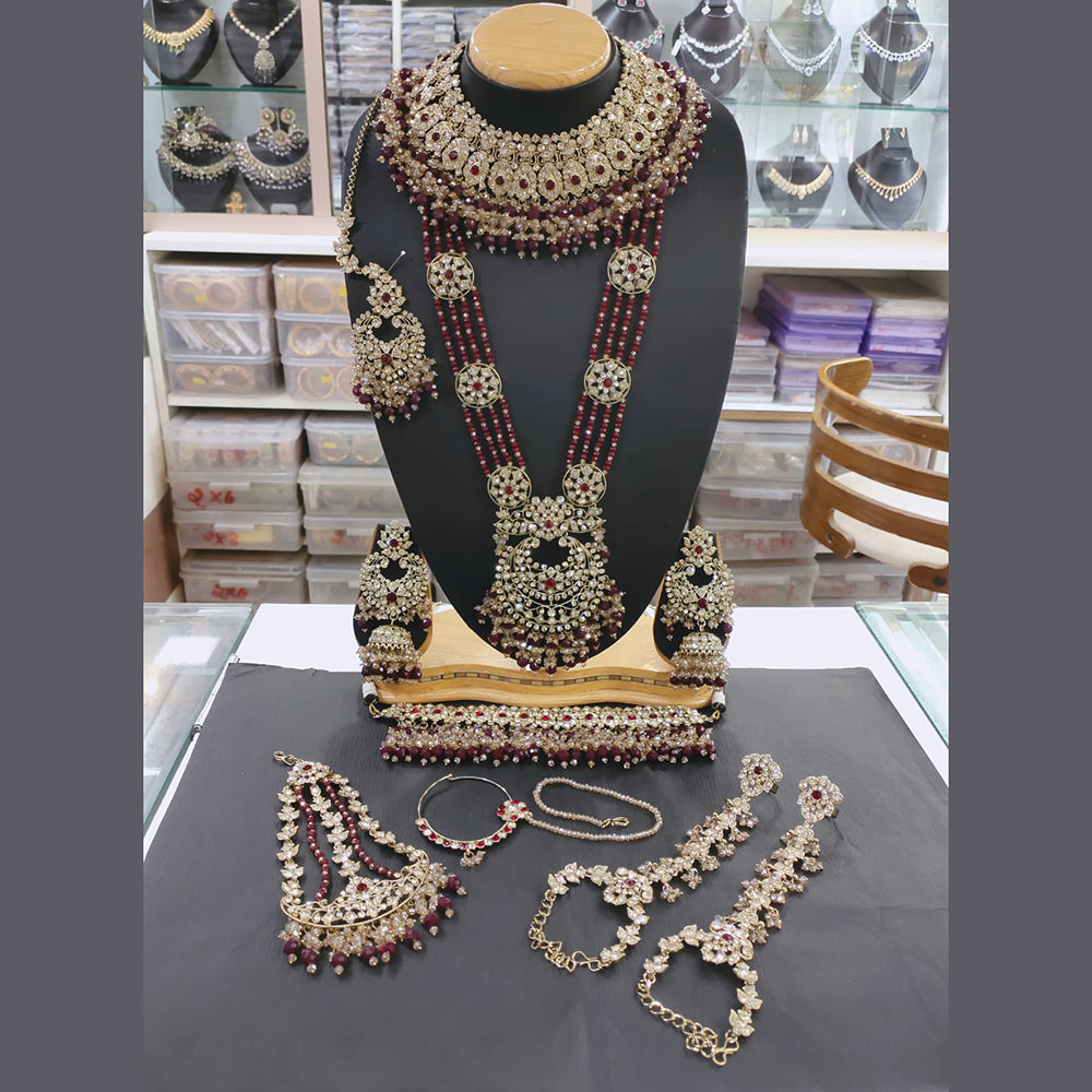 Akruti Collection Gold Plated Austrian Stone Bridal Set