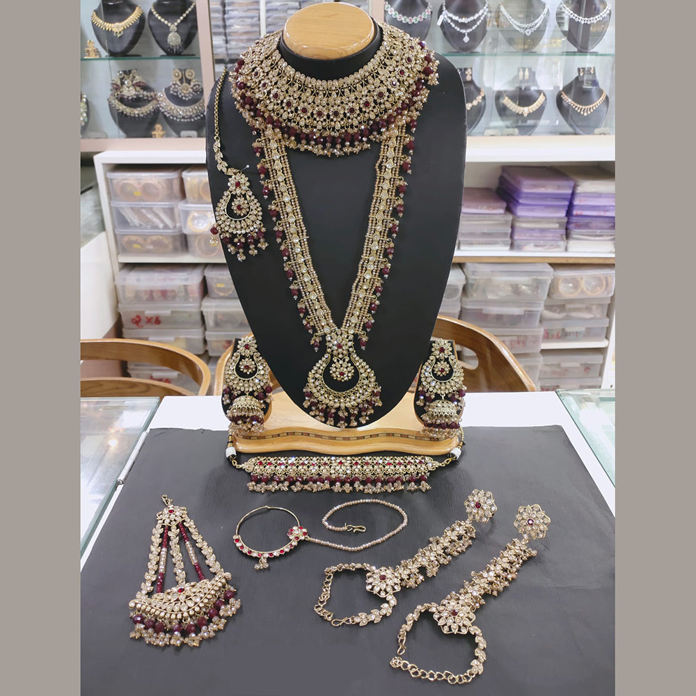 Akruti Collection Gold Plated Austrian Stone Bridal Set