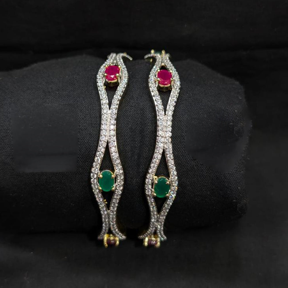 Akruti Collection Premium Gold Plated American Diamond Bangles