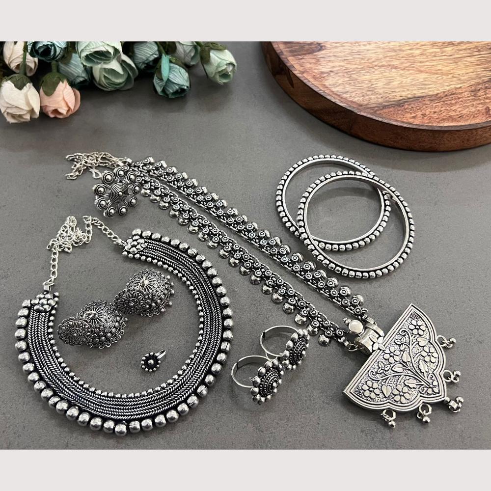 Akruti Collection Urban Ethnic Oxidised Plated Combo Set
