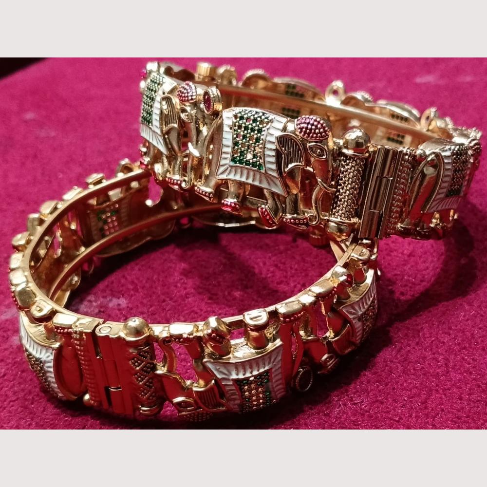 Akruti Collection Elephant Elegance Meenakari Openable Bangle Set