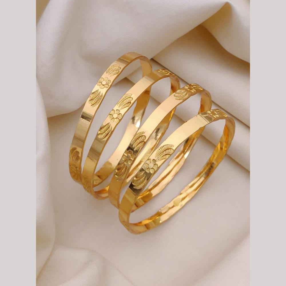 Akruti Collection Antique Style Floral Bangle Set