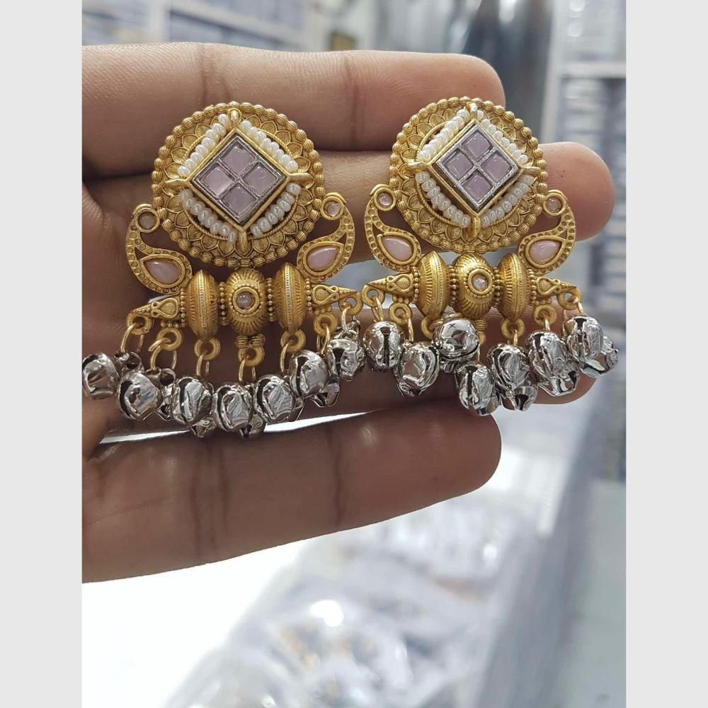Akruti Collection Designer Dangler Earrings  – Two-Tone Indian Jewelry