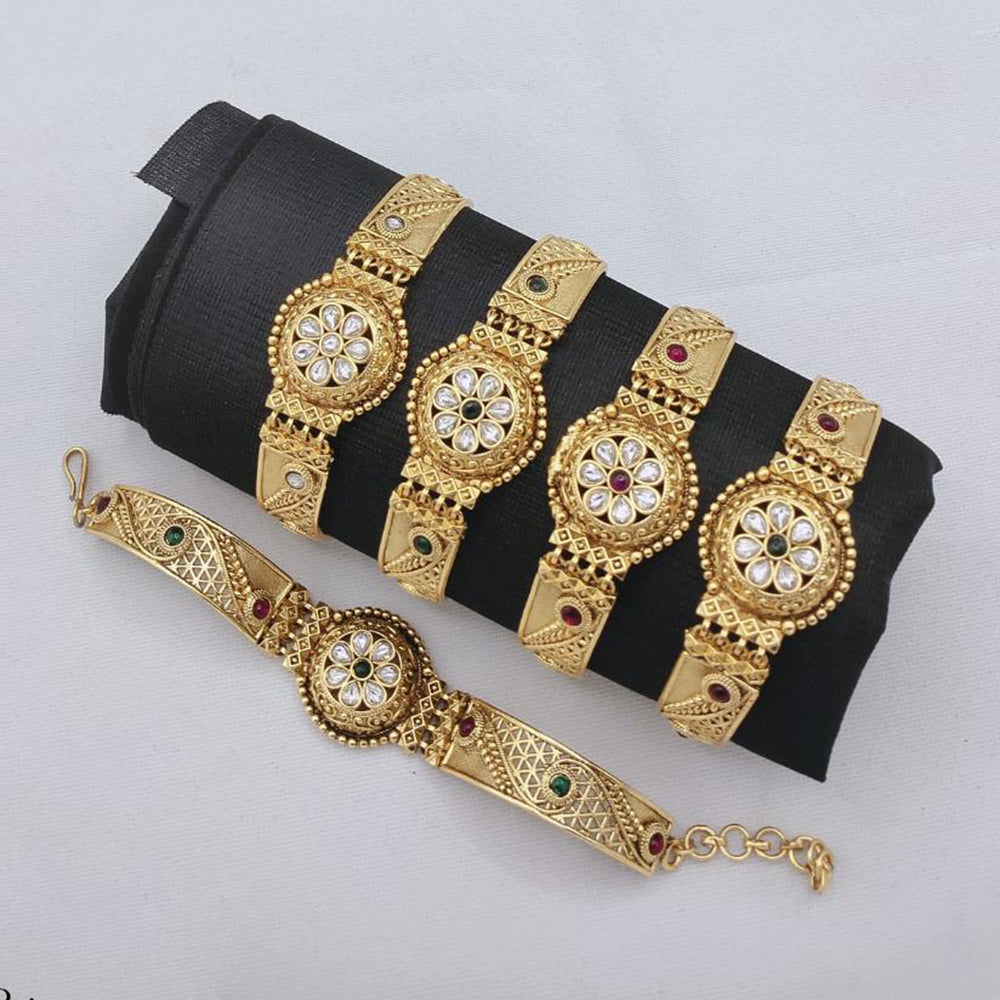 Akruti Collection Antique Polish Trendy Pota Stone Adjustable Bracelet