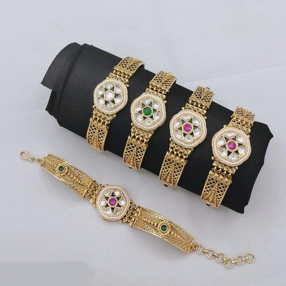 Akruti Collection Antique Polish Trendy Pota Stone Adjustable Bracelet