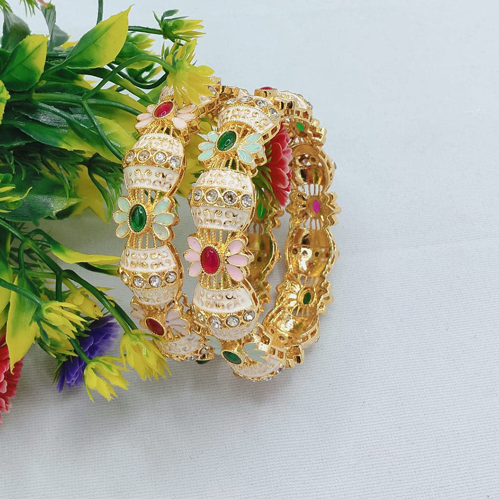 Akruti Collection Elegant Pota Stone And Crystal Kada Bangles set for Every Occassions