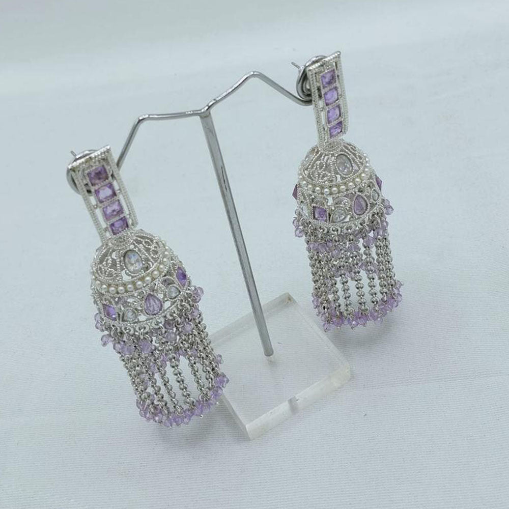 Akruti Collection Sparkling American Diamond Dangler Earrings For Party wear