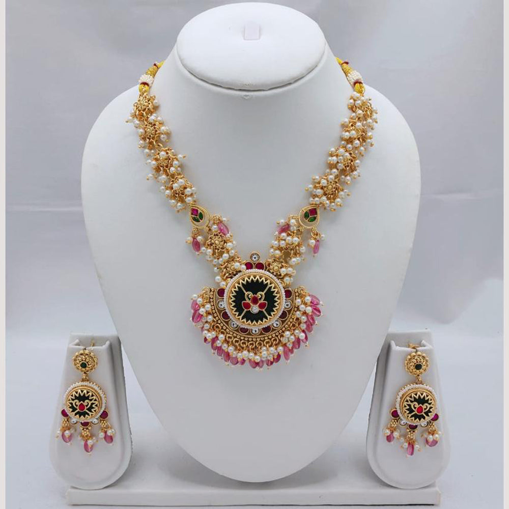 Akruti Collection Premium Pota & Pearl Necklace Set for Every Occassions
