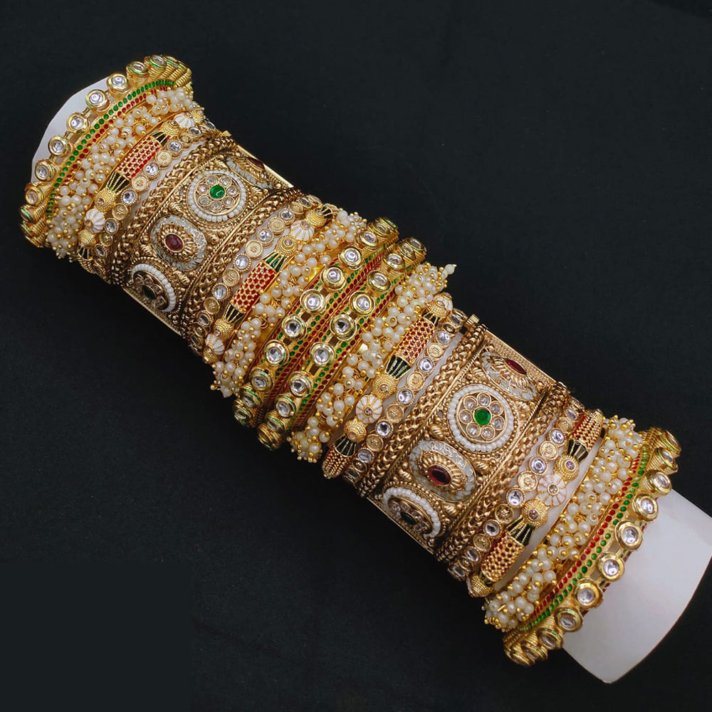 Akruti Collection Royal Bridal Bangle Set With Pota And Kundan Stone P