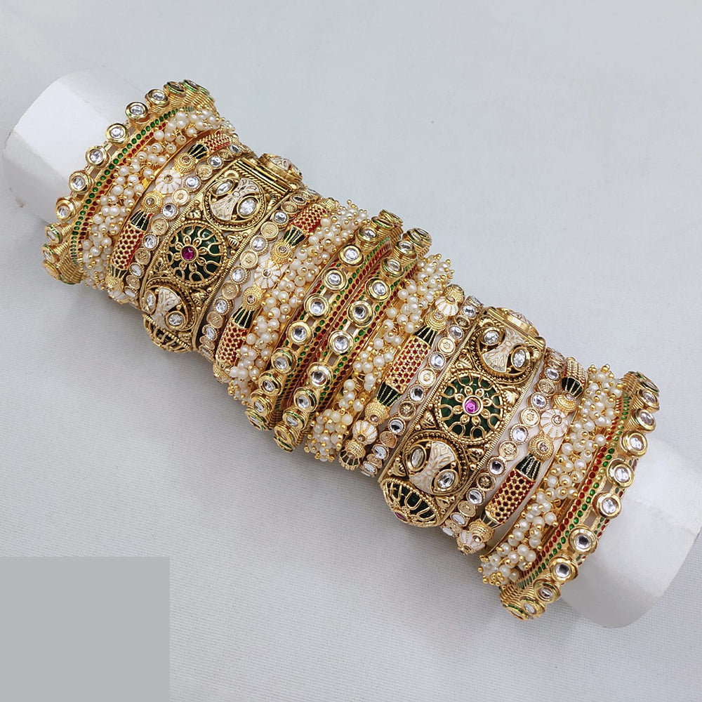 Akruti Collection Tradtional Pota And Pearl Bridal Bangle Set For Women Ethnic Bridal Jewelry