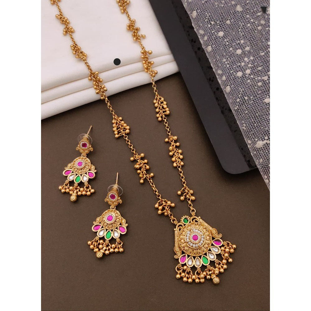 Akruti Collection Designer Pota Stone And Pearl Necklace Set