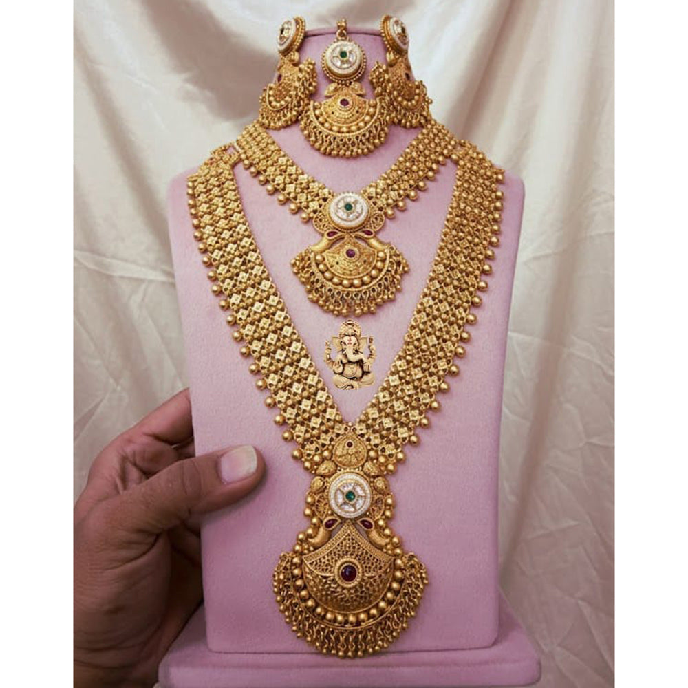 Akruti Collection Dazzling Pota Stone Double Necklace Set