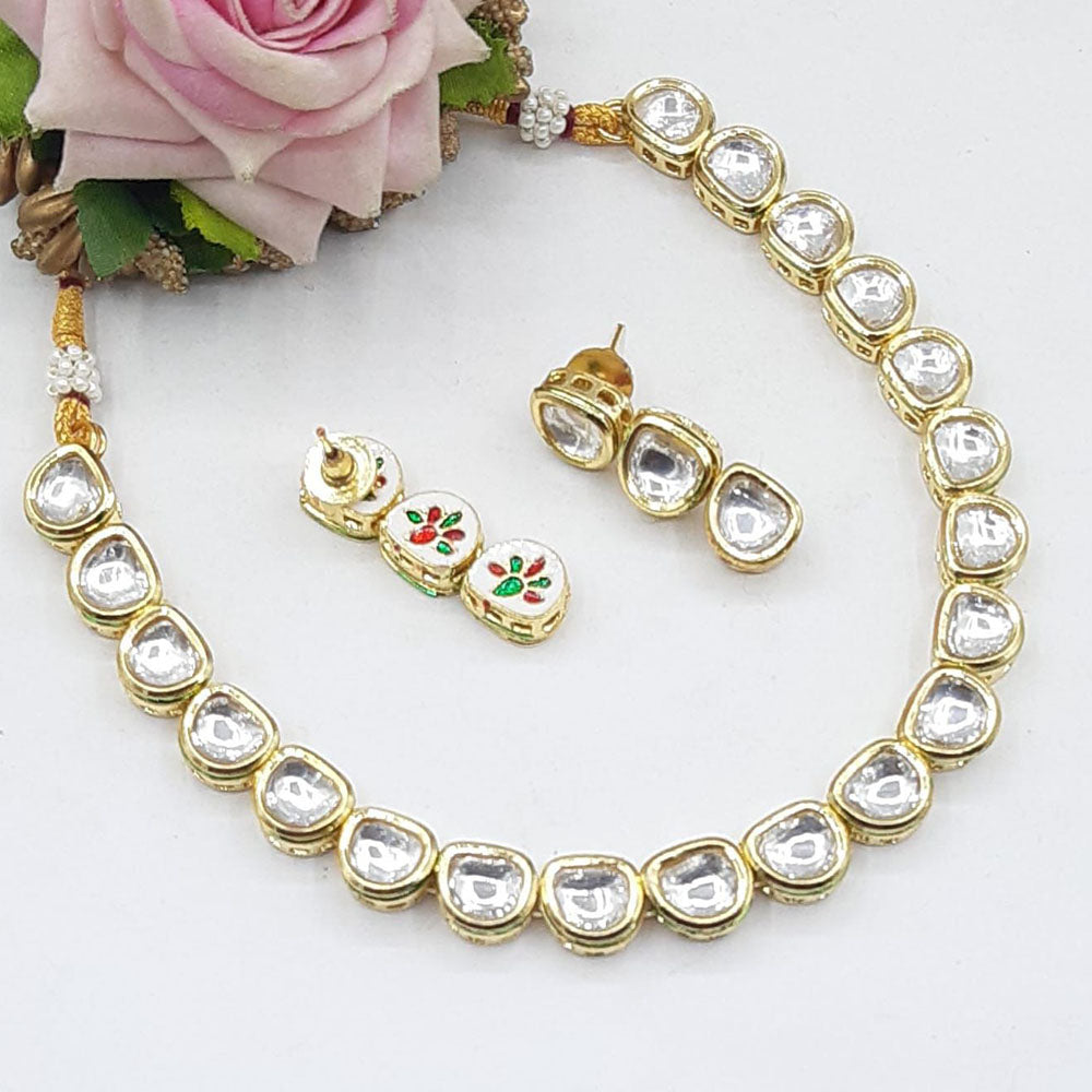 Akruti Collection Graceful Kundan Stone Elegance Necklace Set