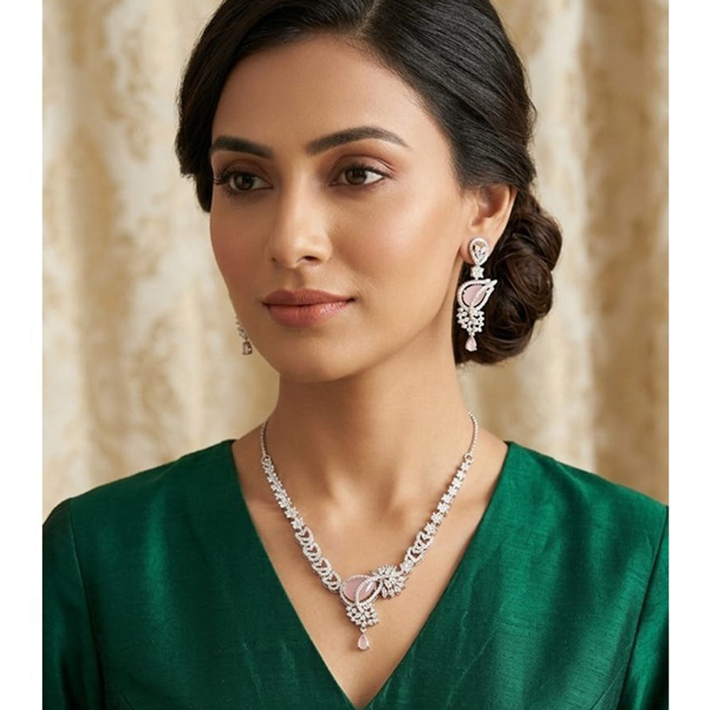 Akruti Collection Graceful American Diamond Necklace Set