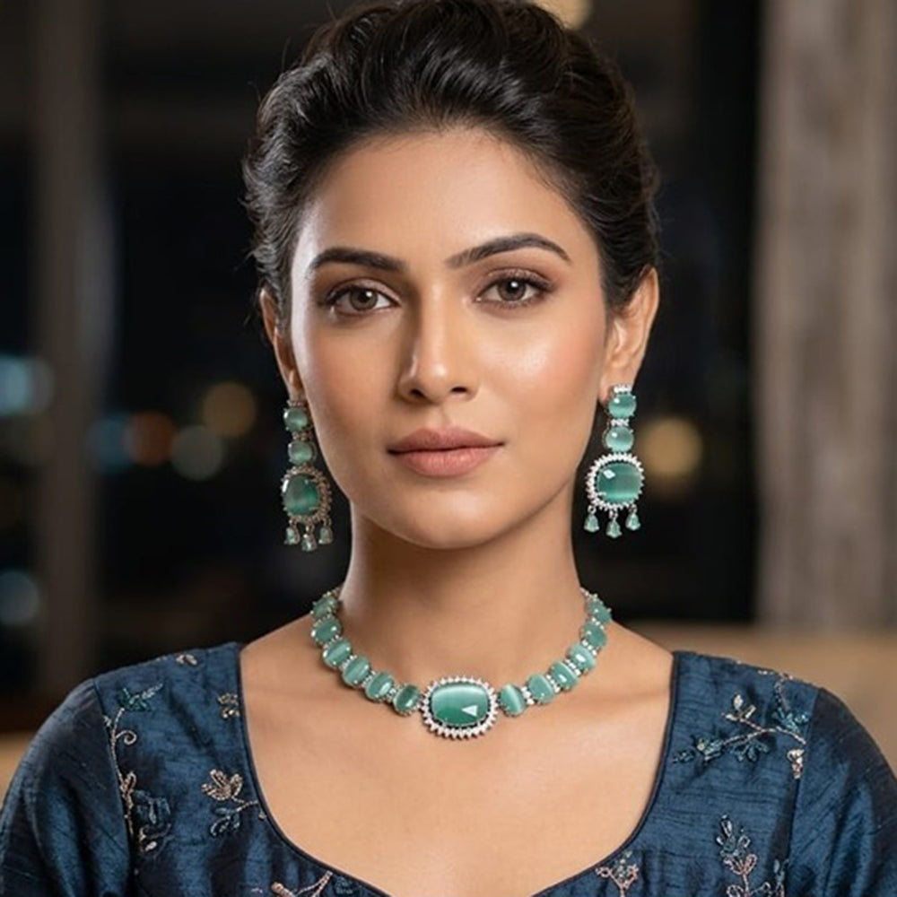 Akruti Collection Graceful Crystal Stone Necklace Set