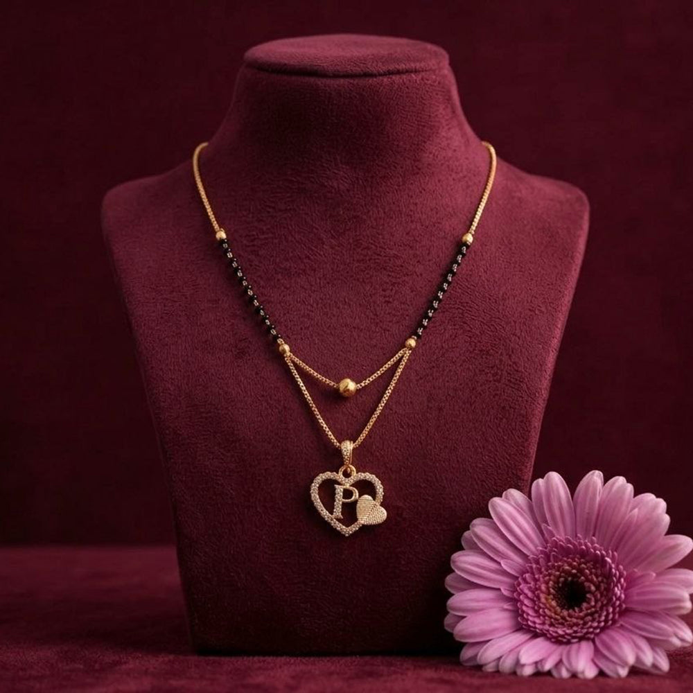 Akruti Collection Glamorous Austrian Stone Alphabet Mangalsutra
