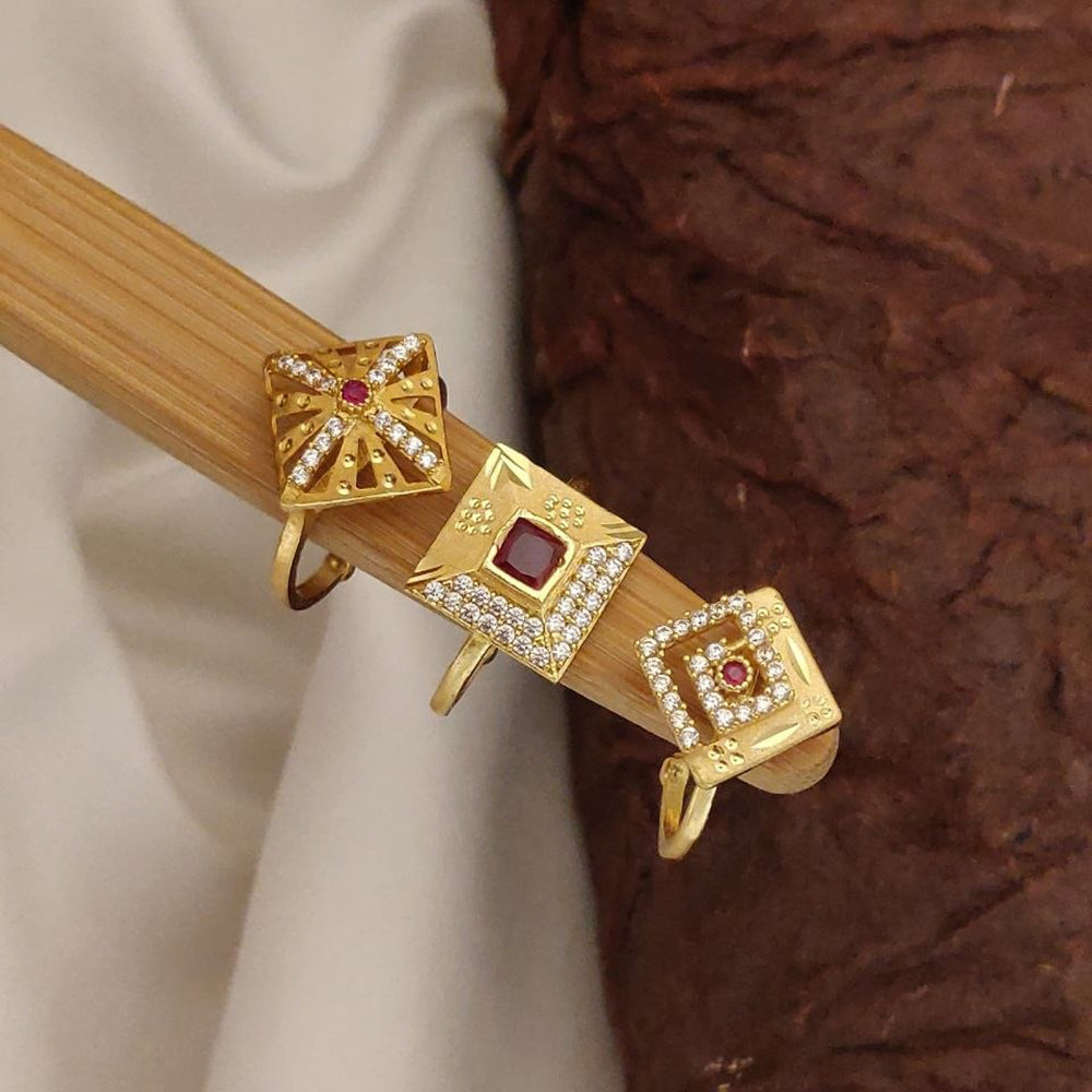 Akruti Collection Stylish Austrian Stone 3 Piece Adjustable Ring Combo
