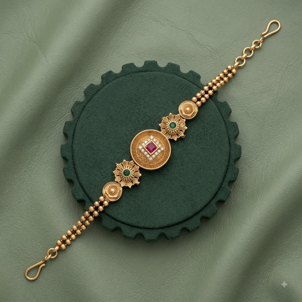 Akruti Collection Royal Pota Stone And Pearl Adjustable Bracelet