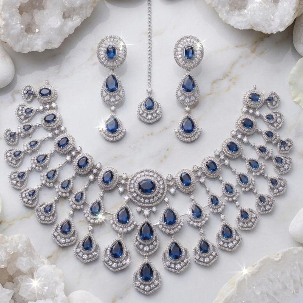 Akruti Collection Radiant Glow Modern American Daimonds Necklace Set