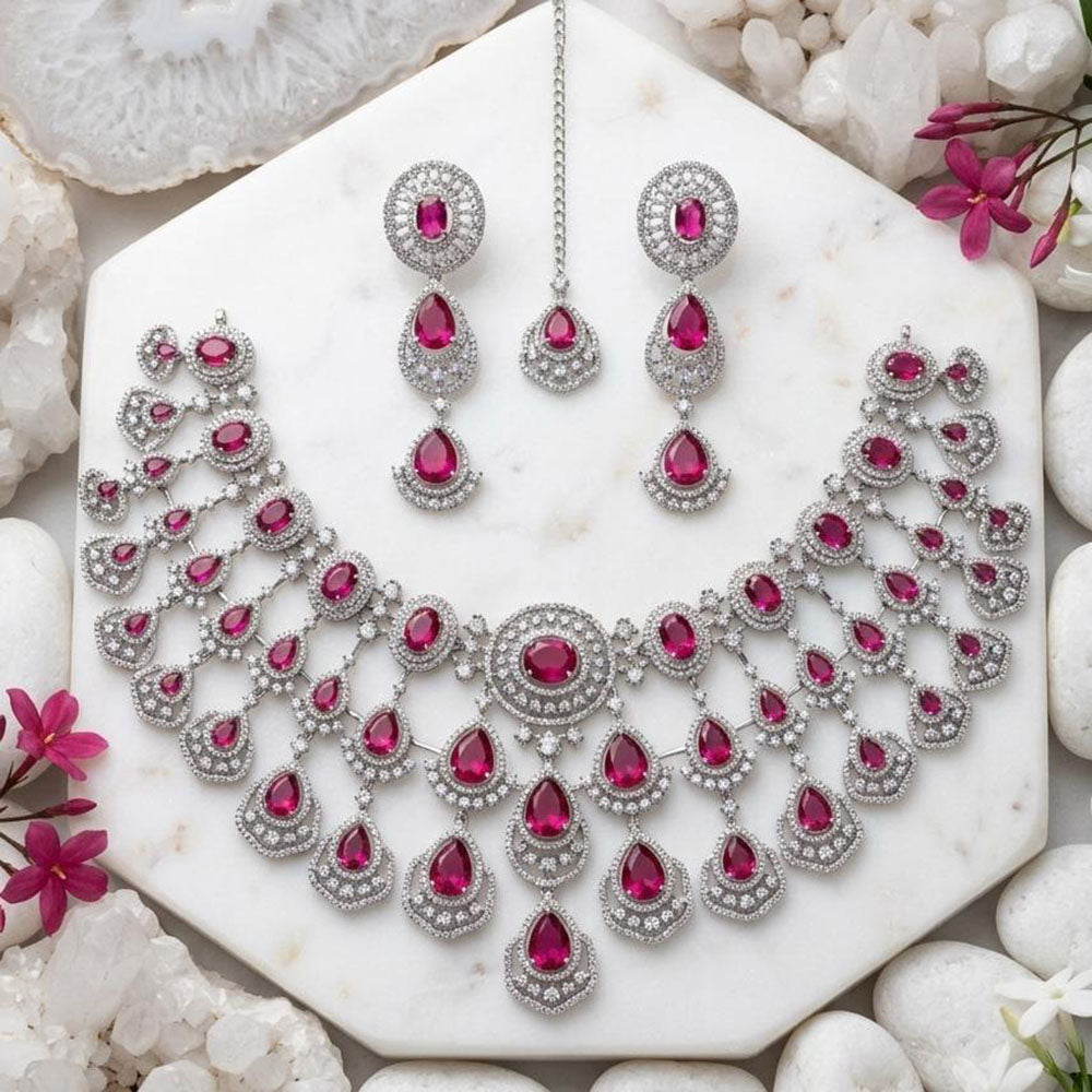 Akruti Collection Radiant Glow Modern American Daimonds Necklace Set
