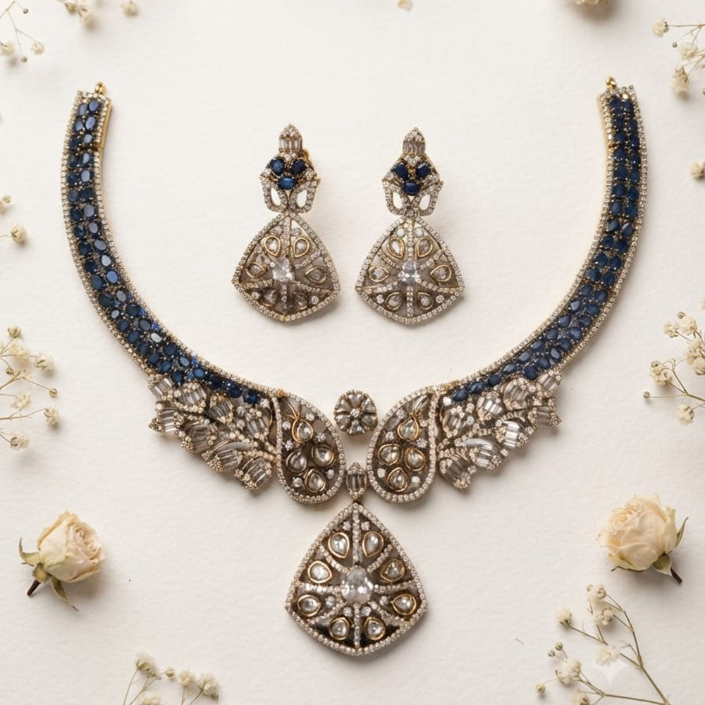 Akruti Collection Radiant Glow Modern American Daimonds Necklace Set