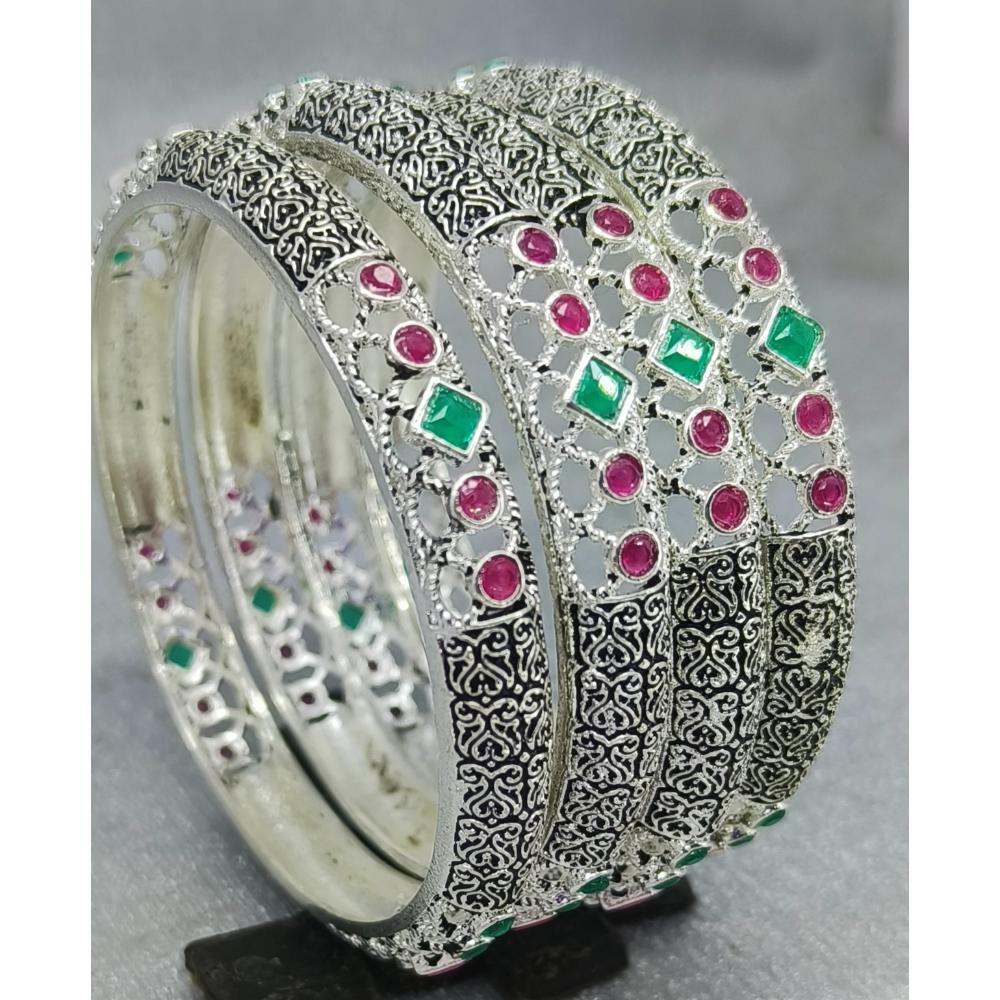 Amity Arts Oxidised Plated Rubi Embral Bangles Set (4 Piece Only)