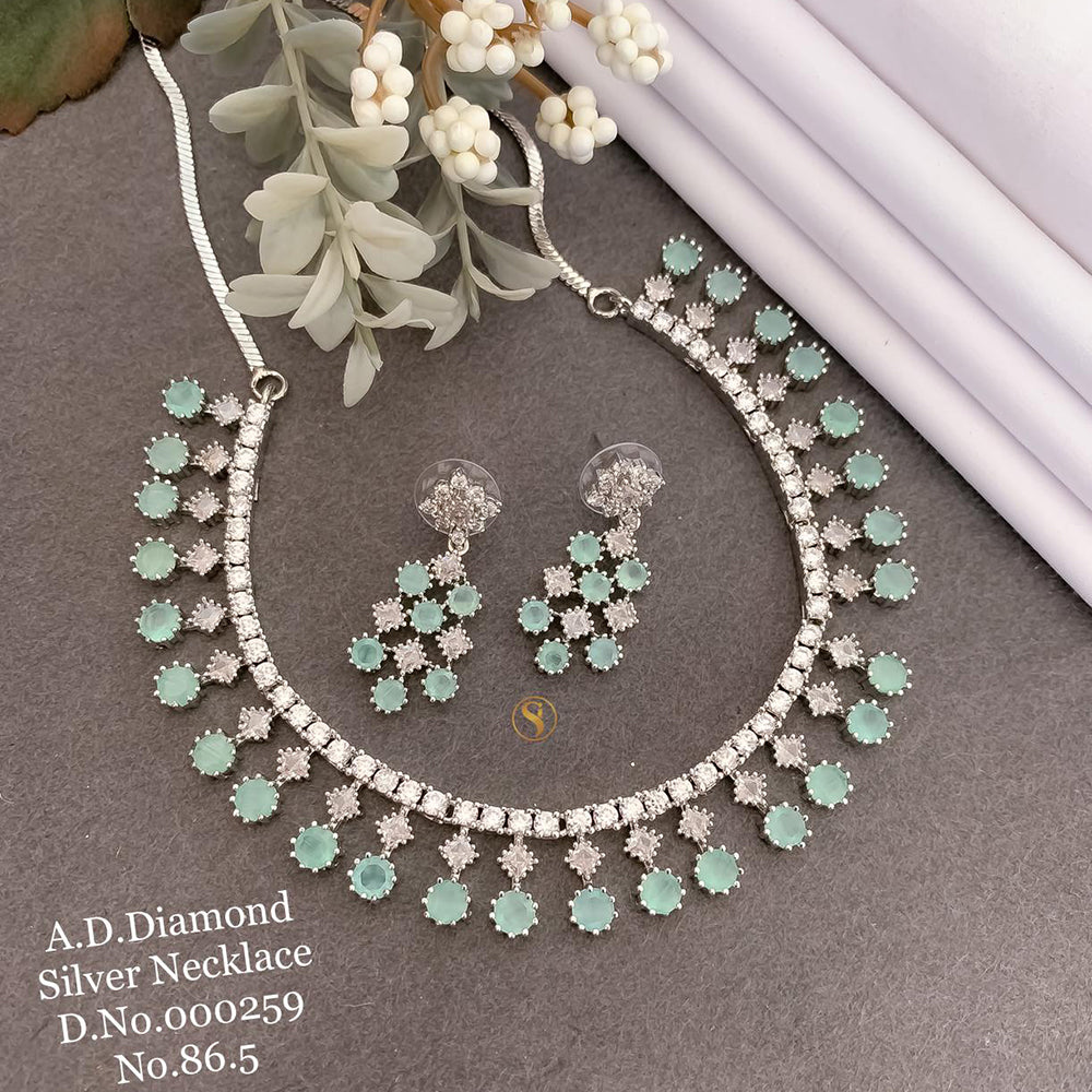Shrijicreation Silver Plated AD Stone Necklace Set