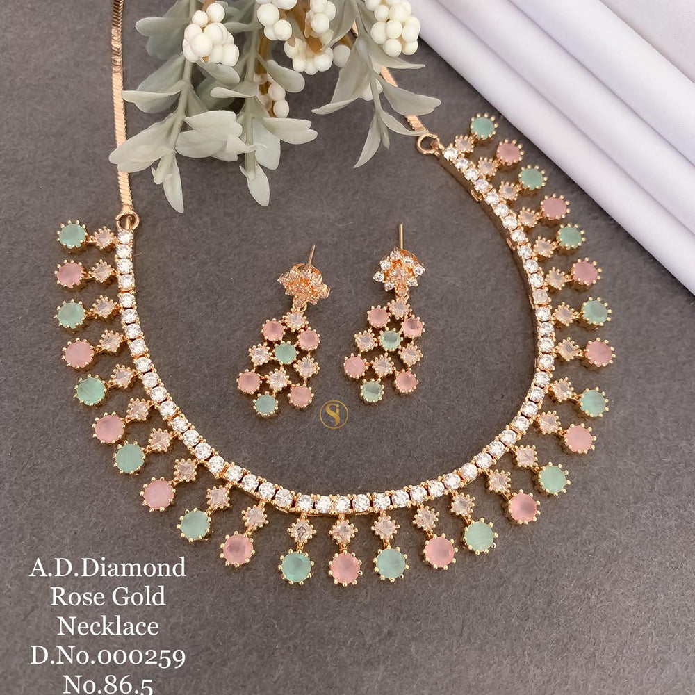 Shrijicreation Rose Gold Plated AD Stone Necklace Set
