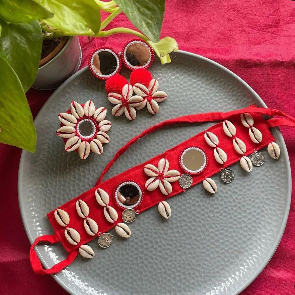Shrijicreation Oxidised Plated Handmade Mirror Choker Necklace Set
