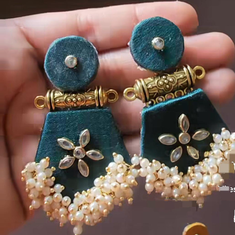 Shrijicreation Gold Plated Handmade Pearl Dangler Earrings
