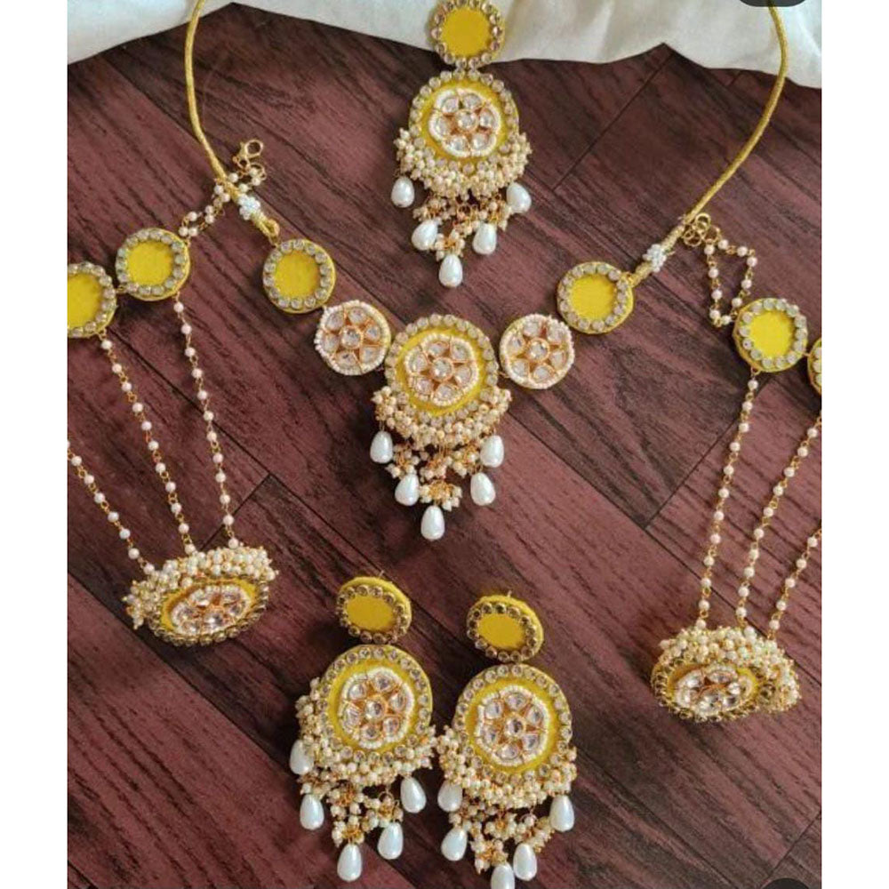 Shrijicreation Heritage-Inspired Kundan Stone And Pearl Combo Set
