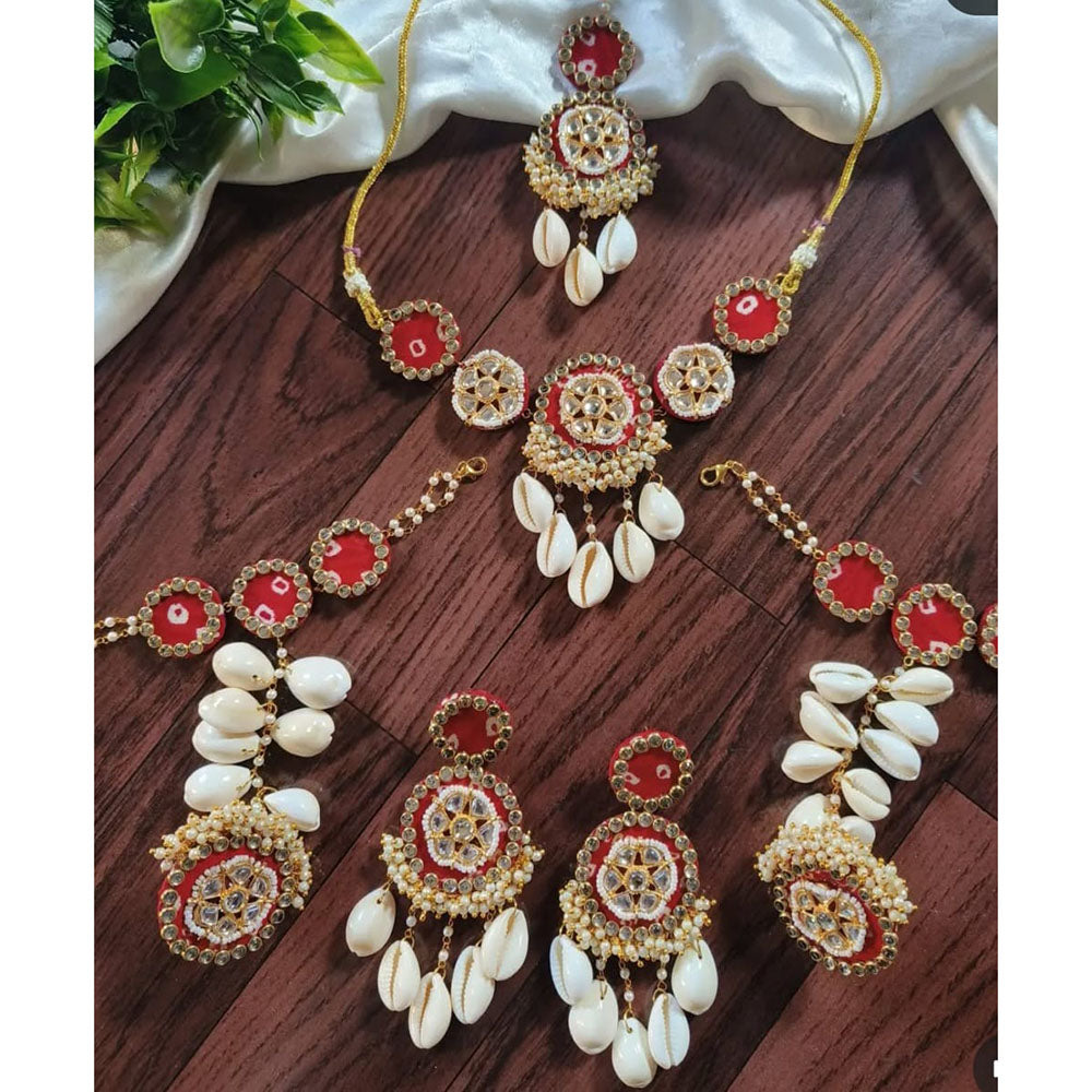 Shrijicreation Heritage-Inspired Kundan Stone And Pearl Combo Set
