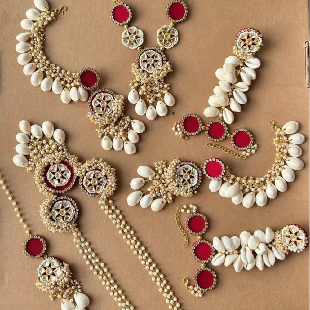 Shrijicreation Shell & Pearl Bridal Jewellery Set – Handmade Coastal Elegance for Haldi & Wedding Functions