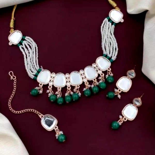 Palak Art Rose Gold Plated Kundan Stone And Pearl Choker Necklace Set