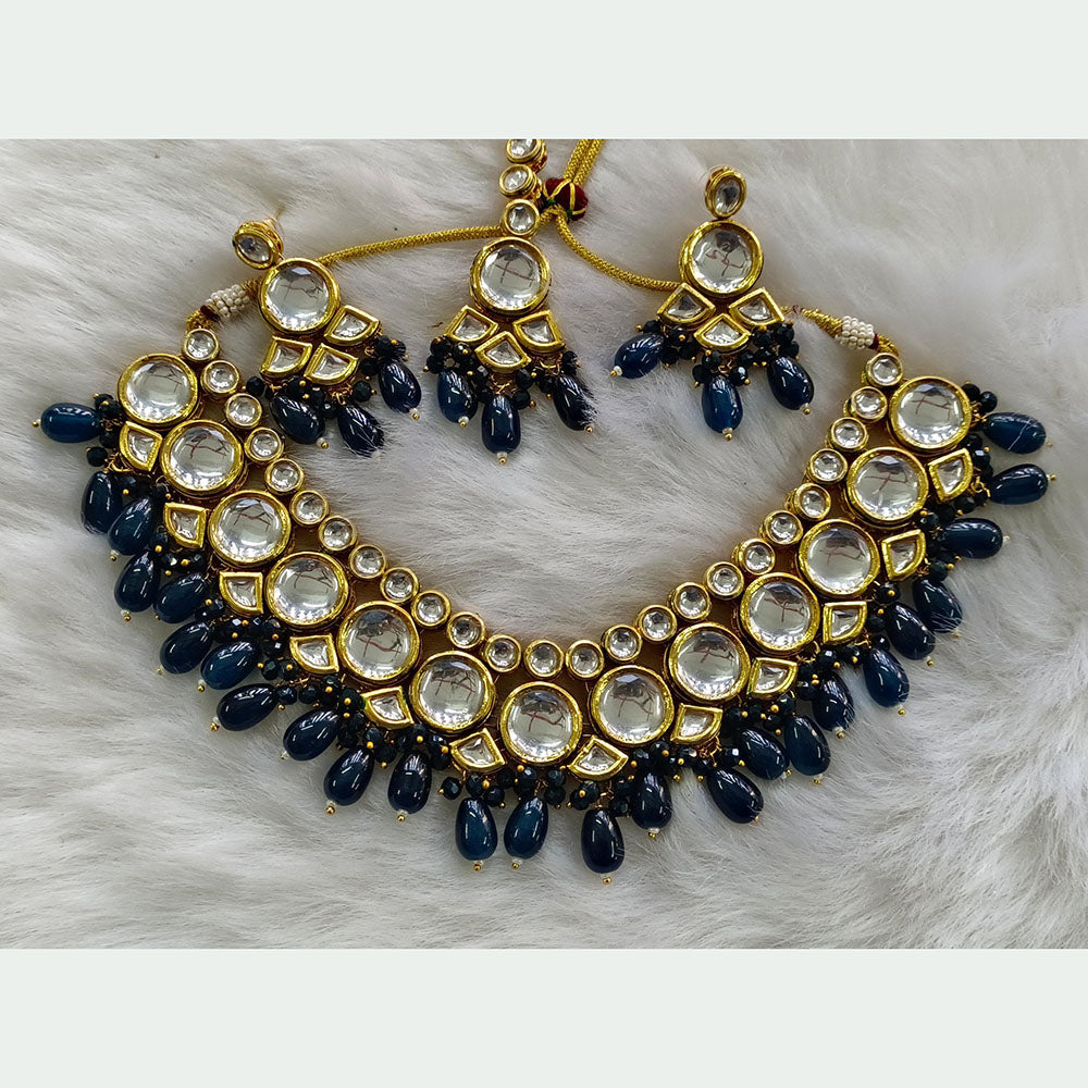 Palak Art Gold Plated Kundan Stone And Beads Necklace Set