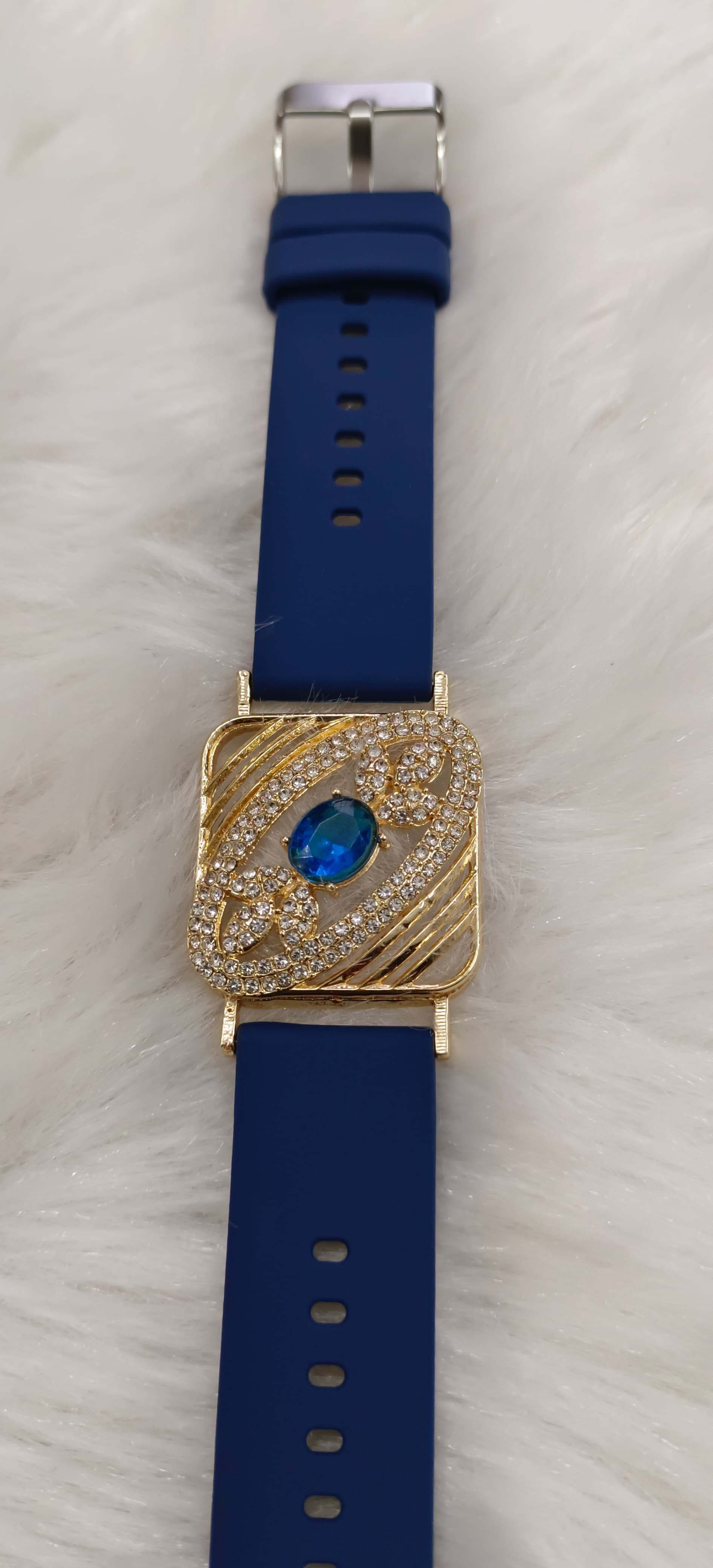Palak Art Gold Plated Austrian Stone Wrist Watch Style Belt Bracelet