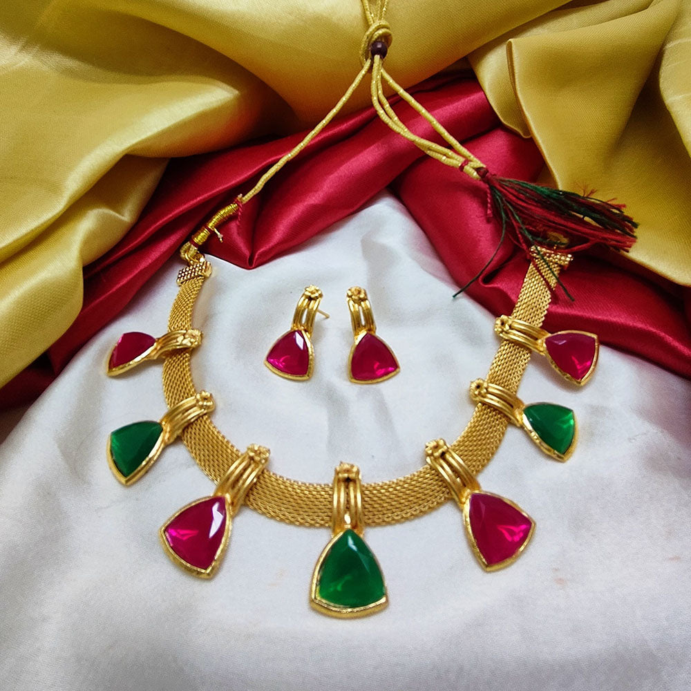 Palak Art Gold Plated Crystal Stone Necklace Set