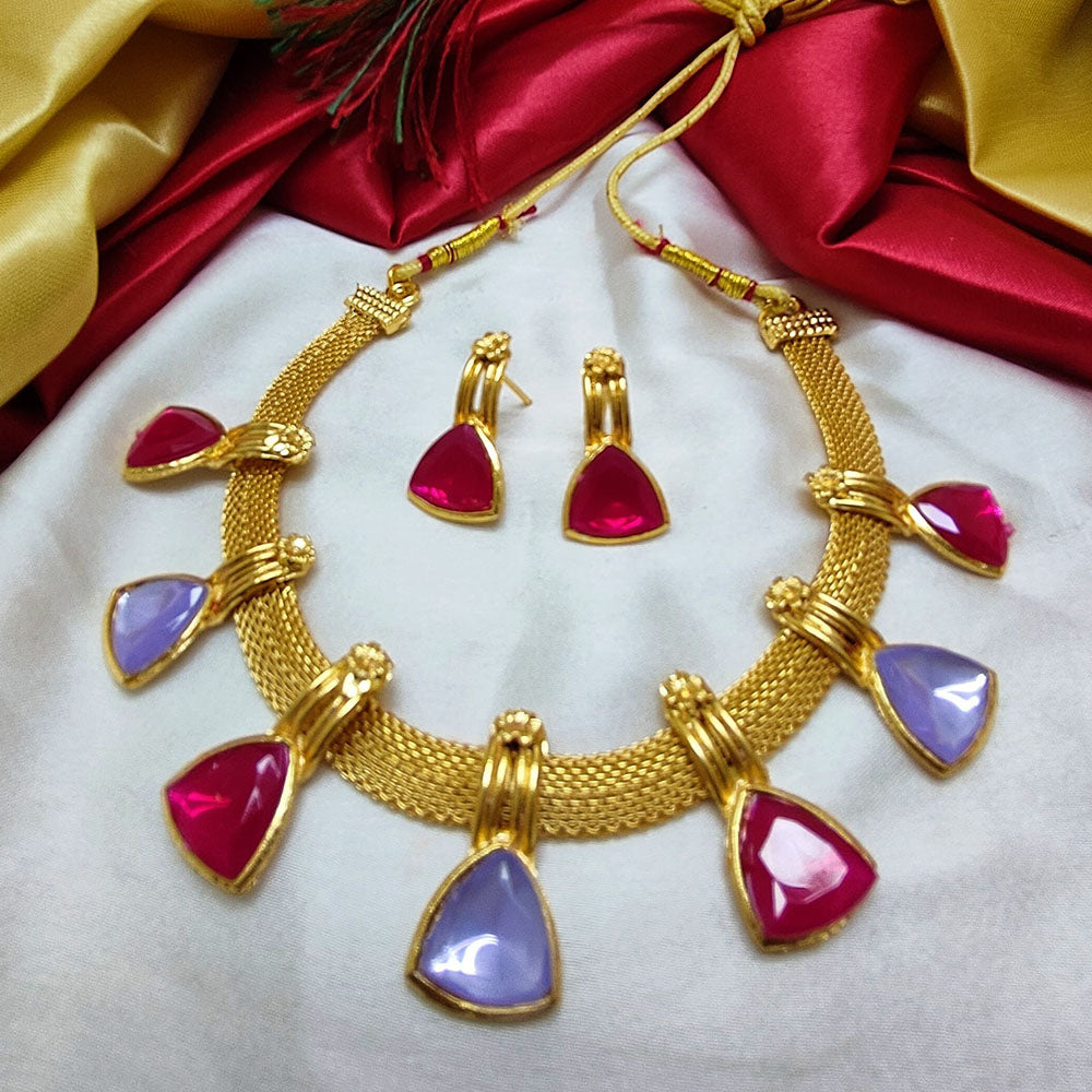 Palak Art Gold Plated Crystal Stone Necklace Set
