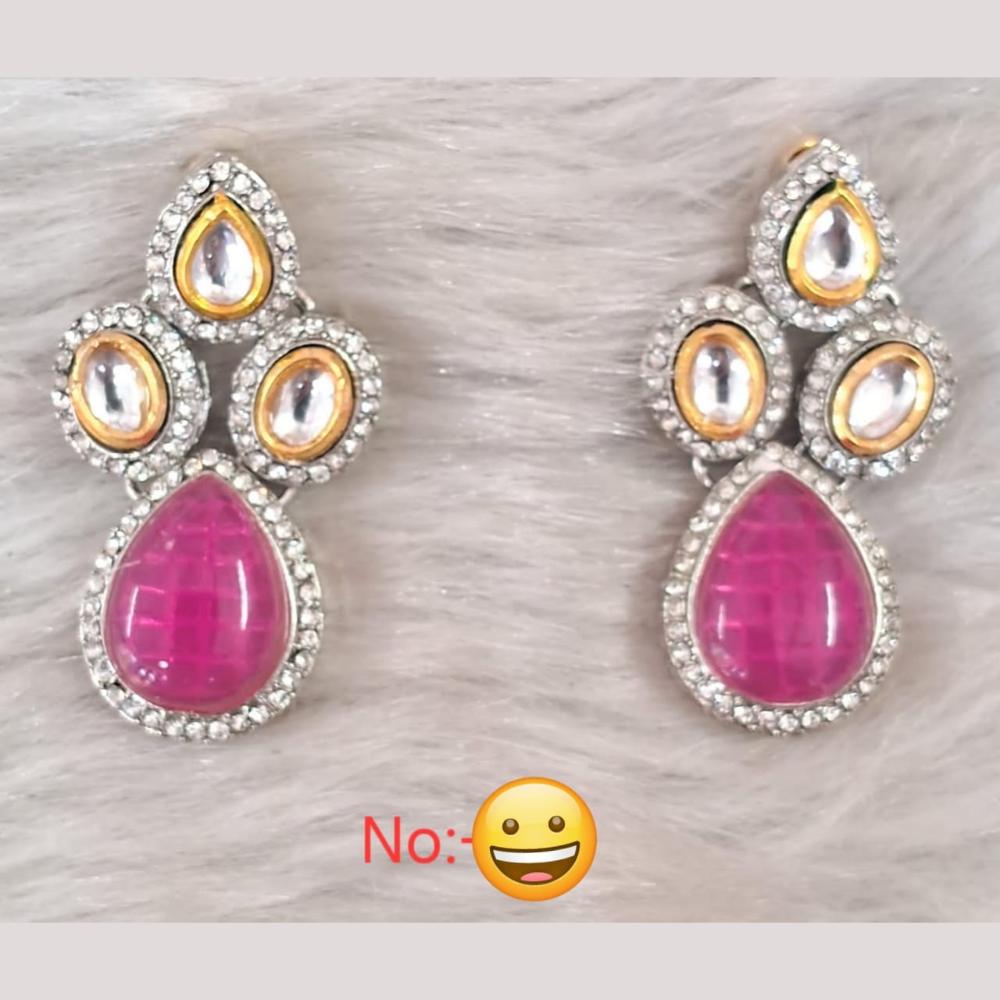 Palak Art Gold Plated Kundan Stone Dangler Earrings