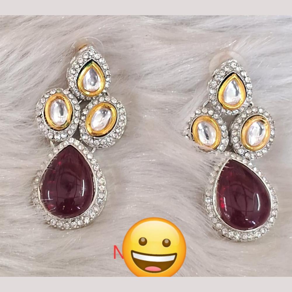 Palak Art Gold Plated Kundan Stone Dangler Earrings