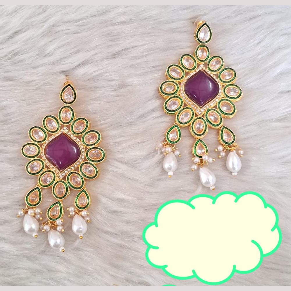 Palak Art Gold Plated Crystal Stone Dangler Earrings