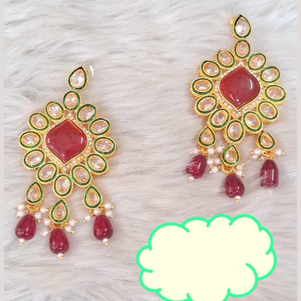 Palak Art Gold Plated Crystal Stone Dangler Earrings