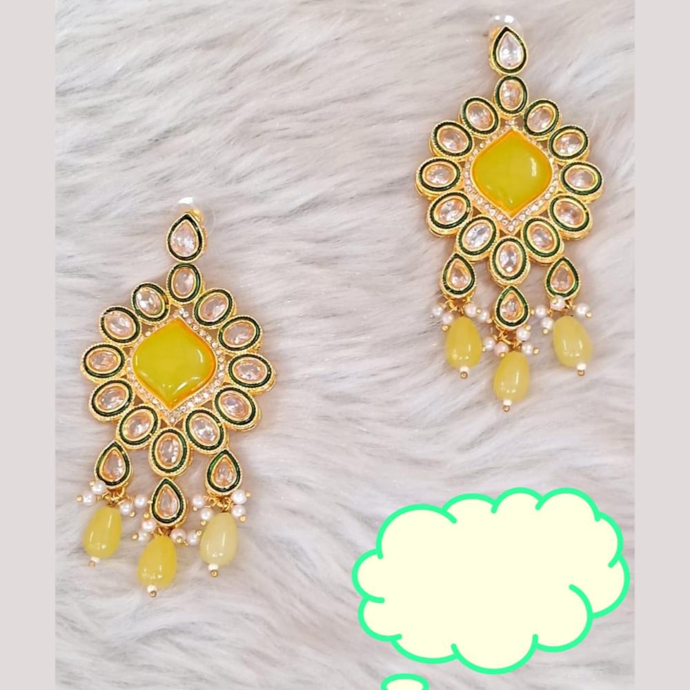 Palak Art Gold Plated Crystal Stone Dangler Earrings