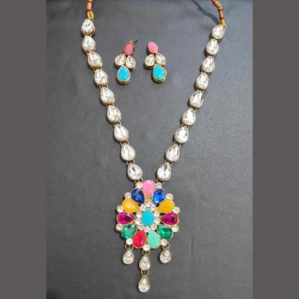 Palak Art Gold Plated Crystal Stone Necklace Set